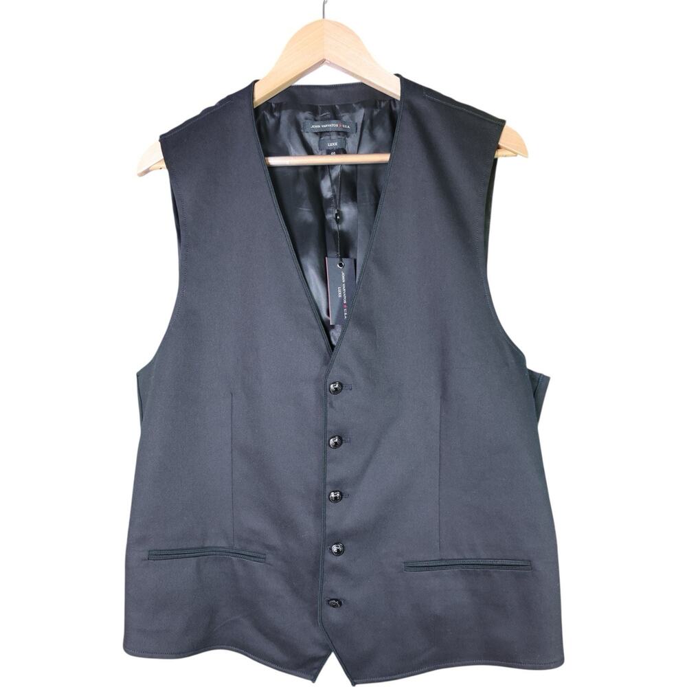 John Varvatos Luxe Cotton Blend Vest In Black Size 46